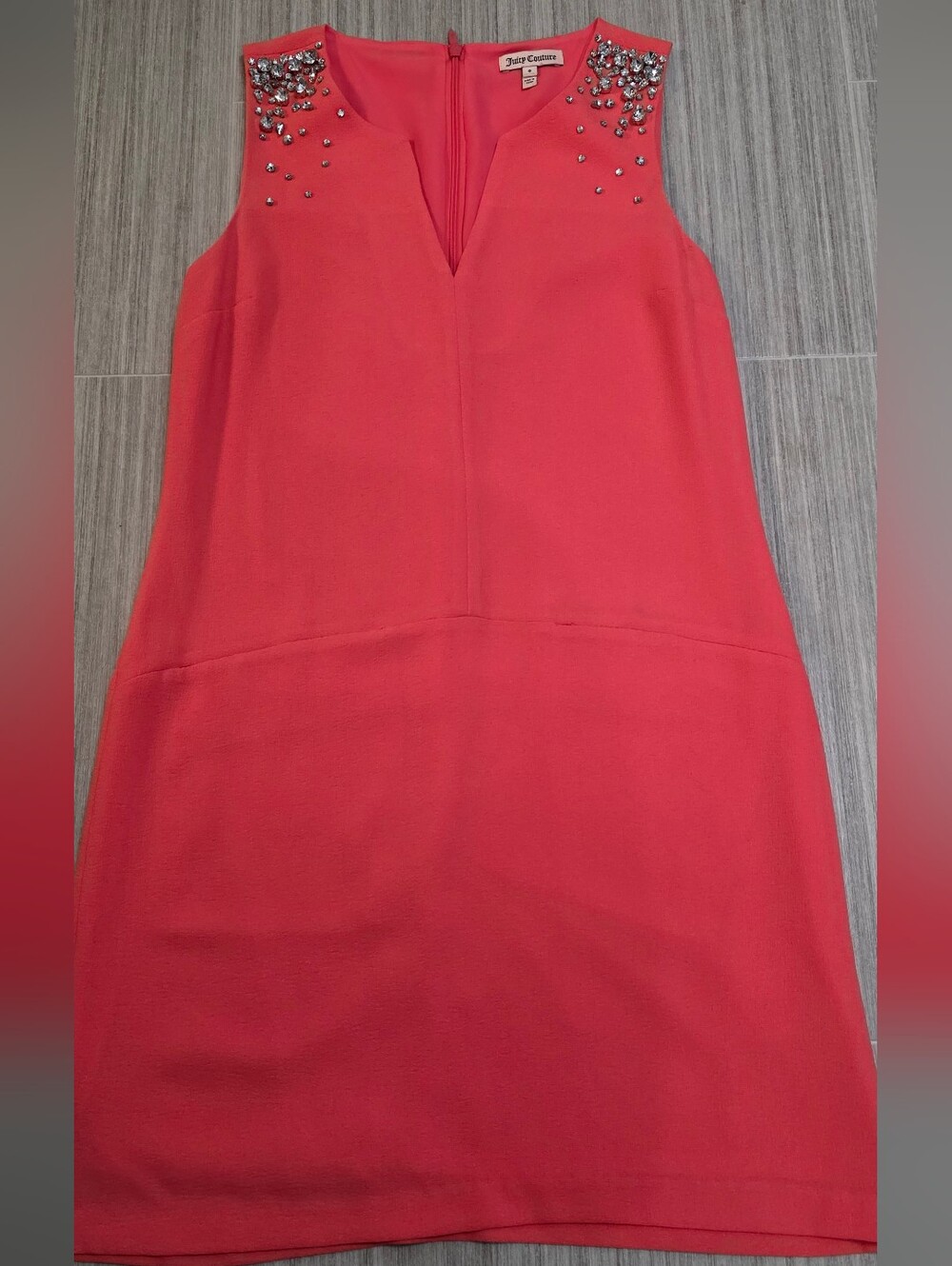 Juicy Couture Coral Sleeveless Embellished Shift Dress Size 0